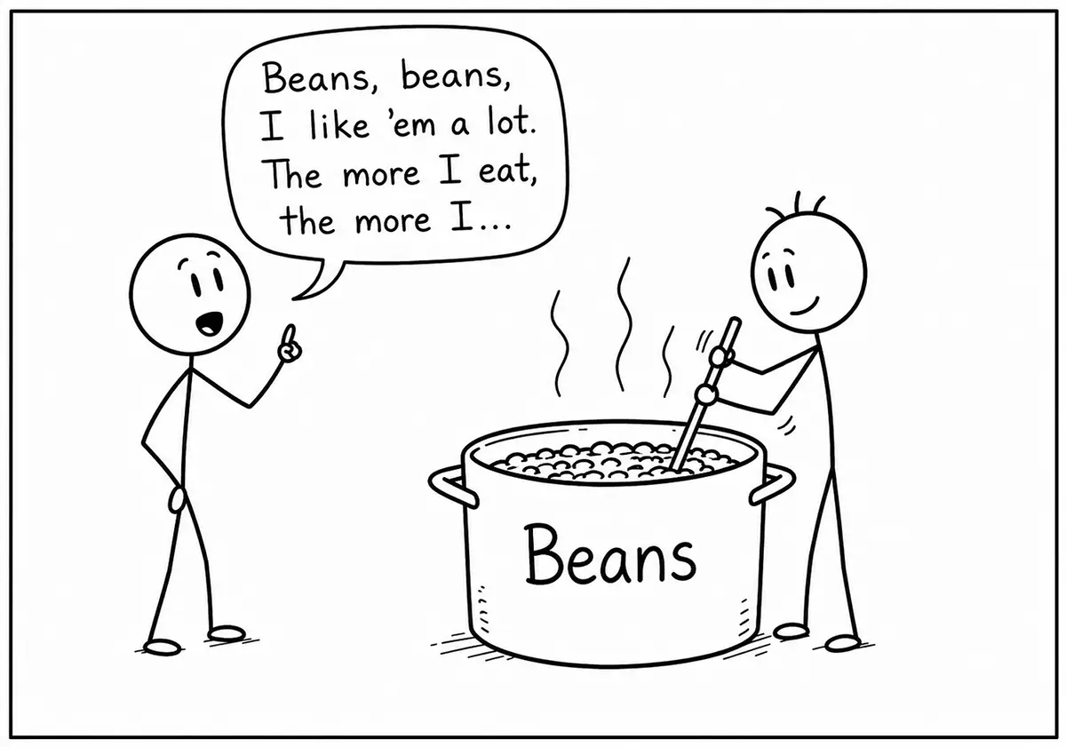 Stirring pot of beans