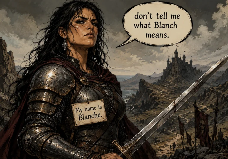 Warrior named Blanche with sword