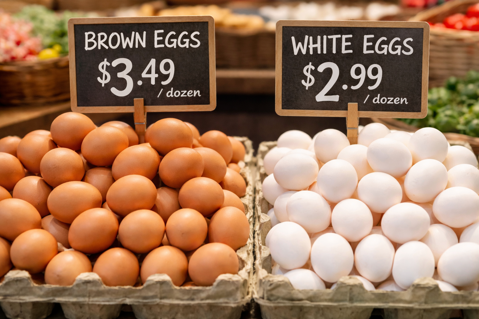 Brown and white eggs for sale