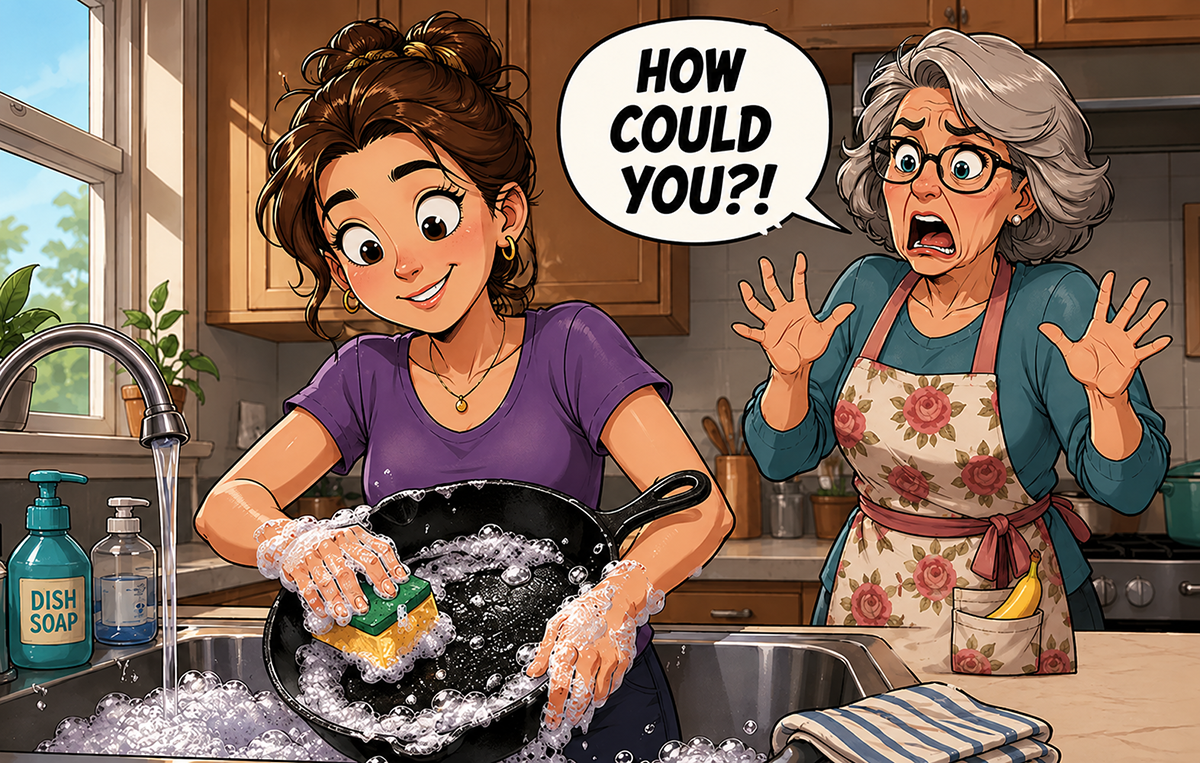 Cast iron and soap