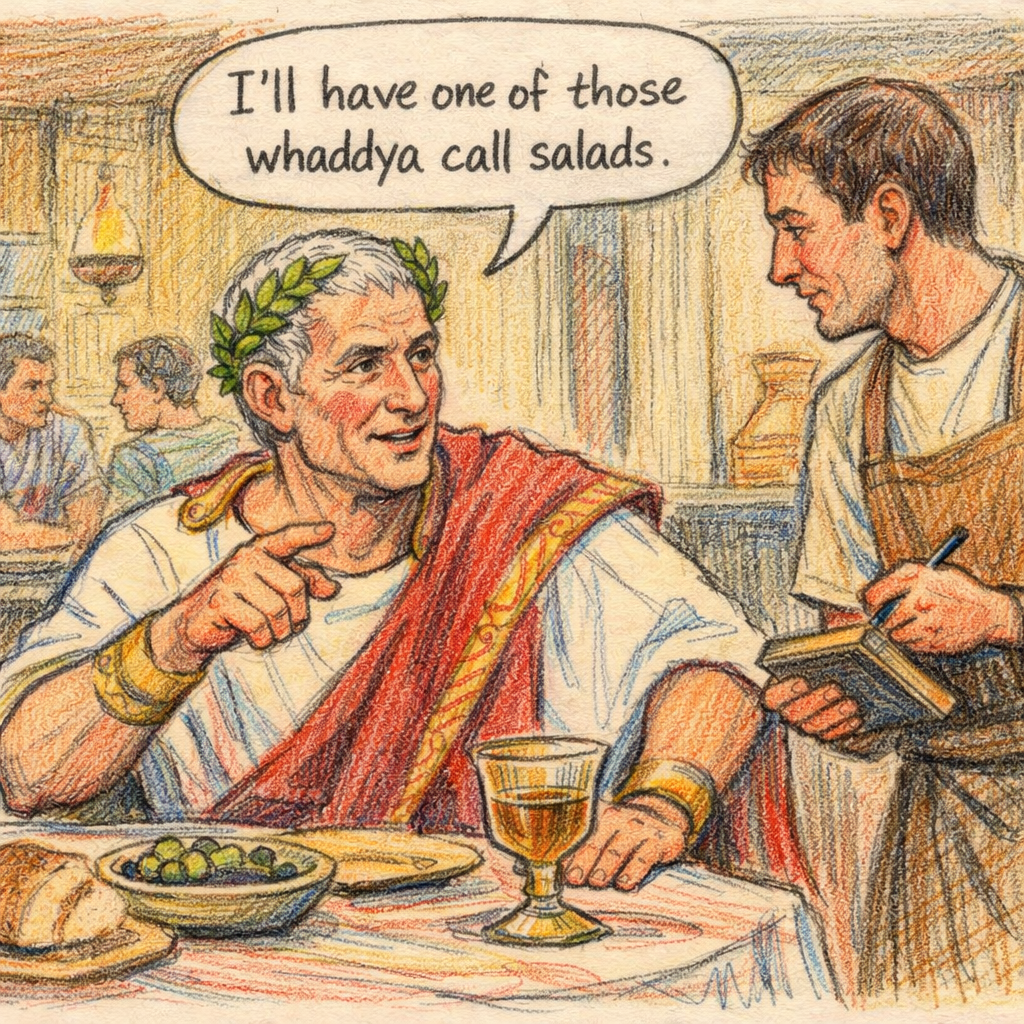 Julius Caesar ordering a salad