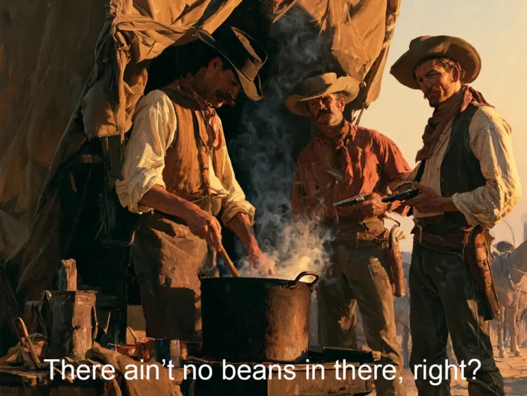 Cowboys asking about beans in the chili