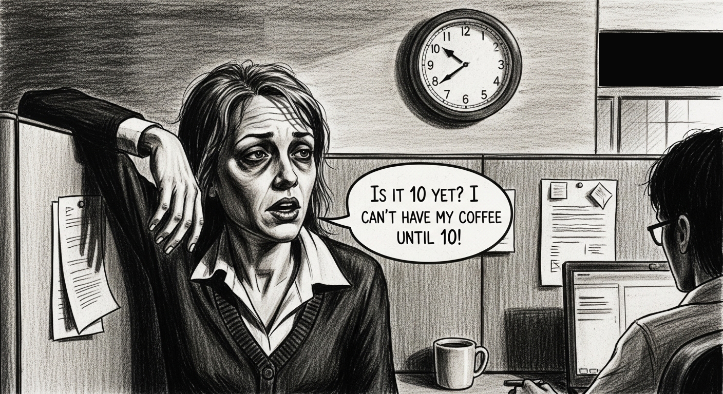 tired woman wanting coffee