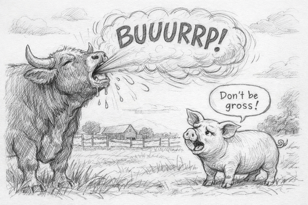 Cow burping