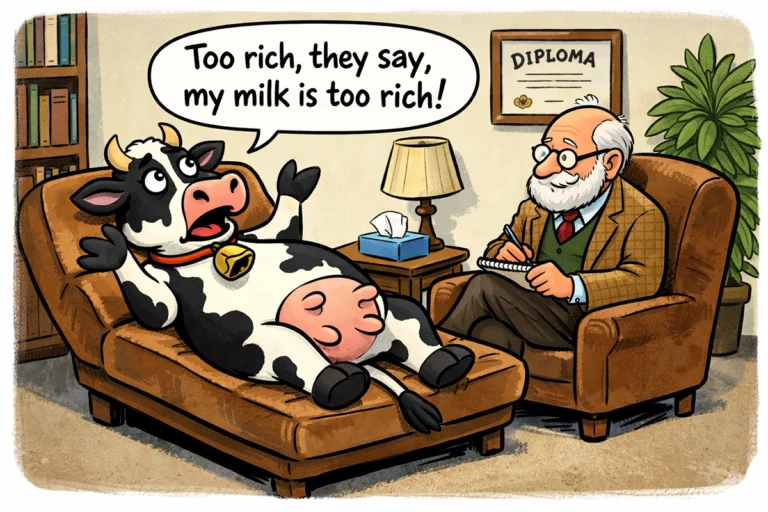 Cow talking to psychiatrist