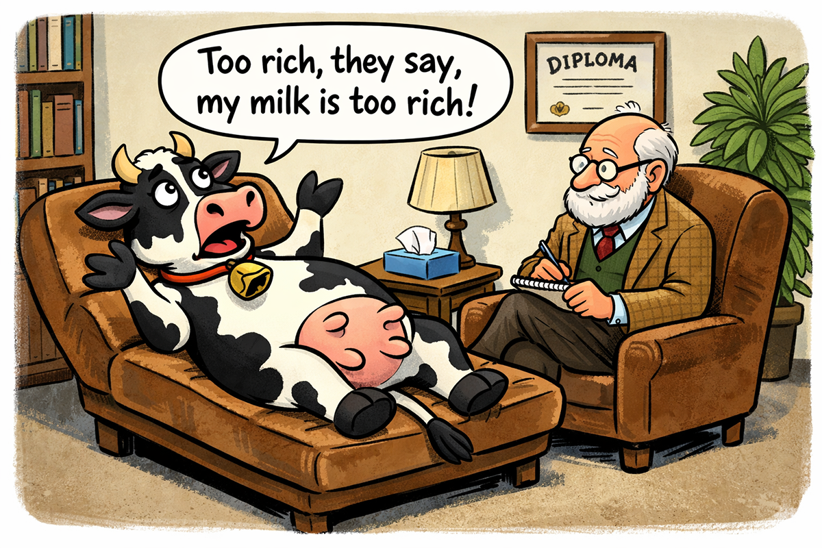 Cow talking to psychiatrist