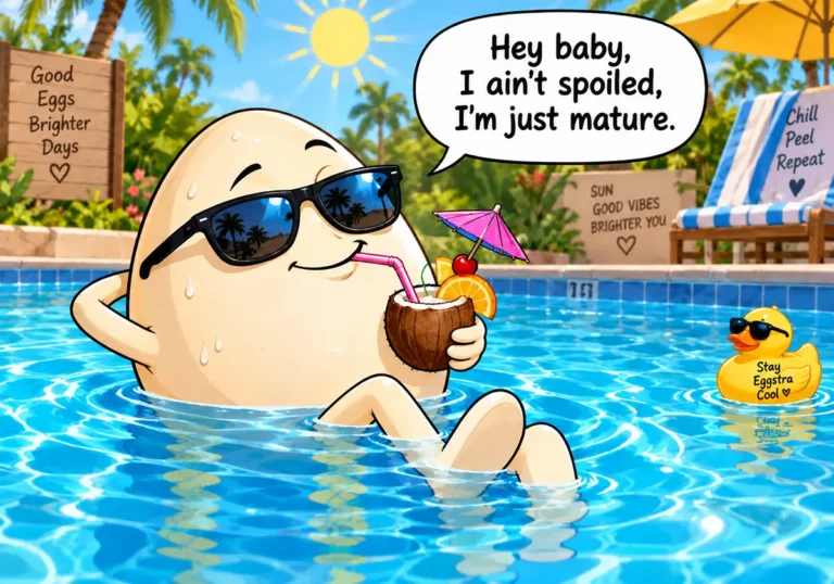 Egg floating in pool