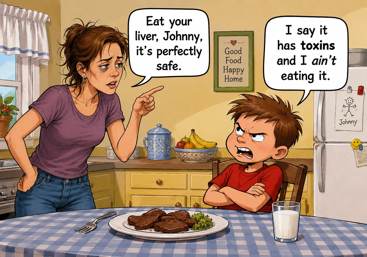 Boy refusing to eat liver