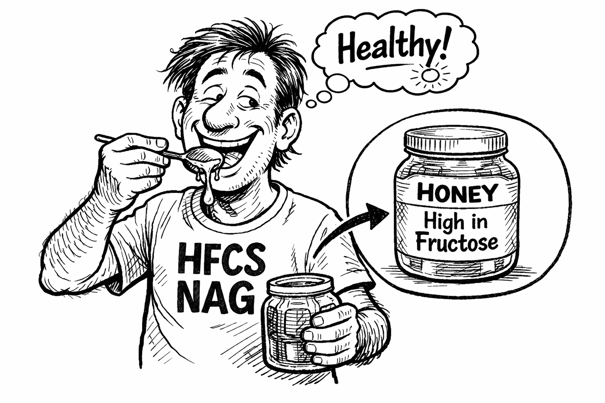 Man eating honey