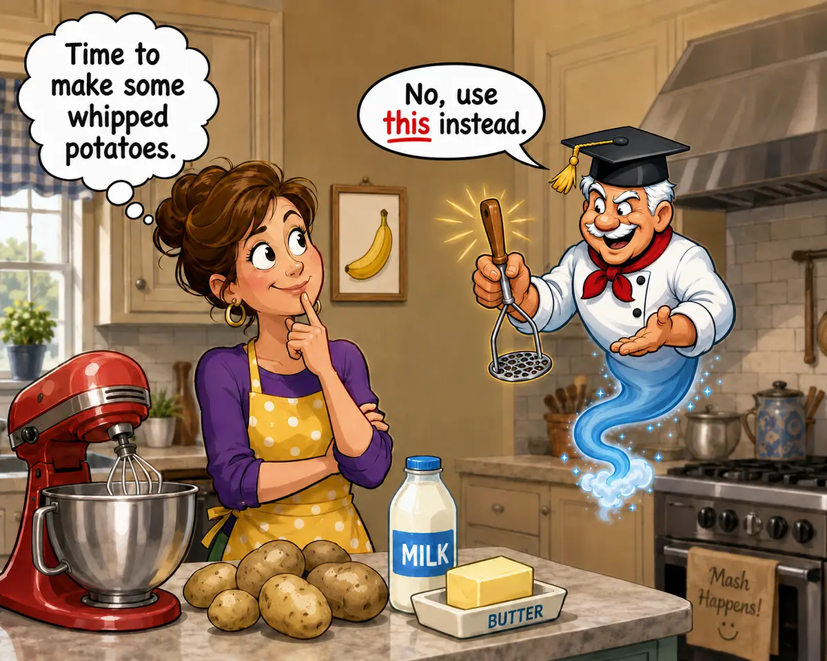 Woman making mashed potatoes