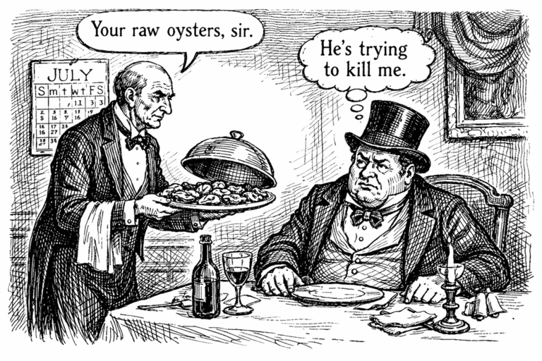 Man being served raw oysters