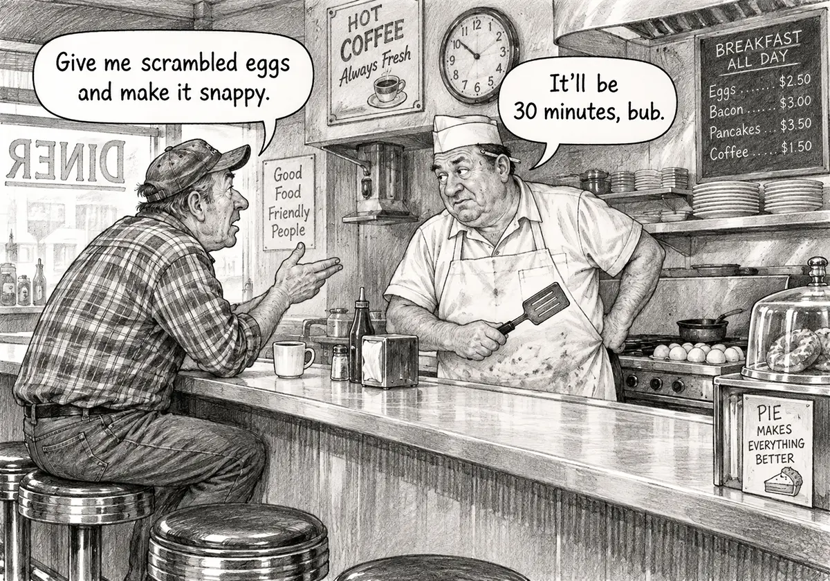 Ordering scrambled eggs at a diner