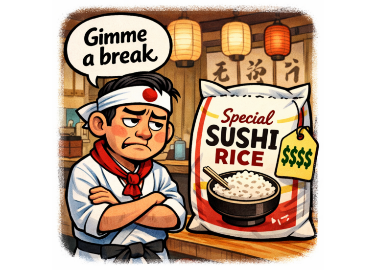 Sushi chef with rice