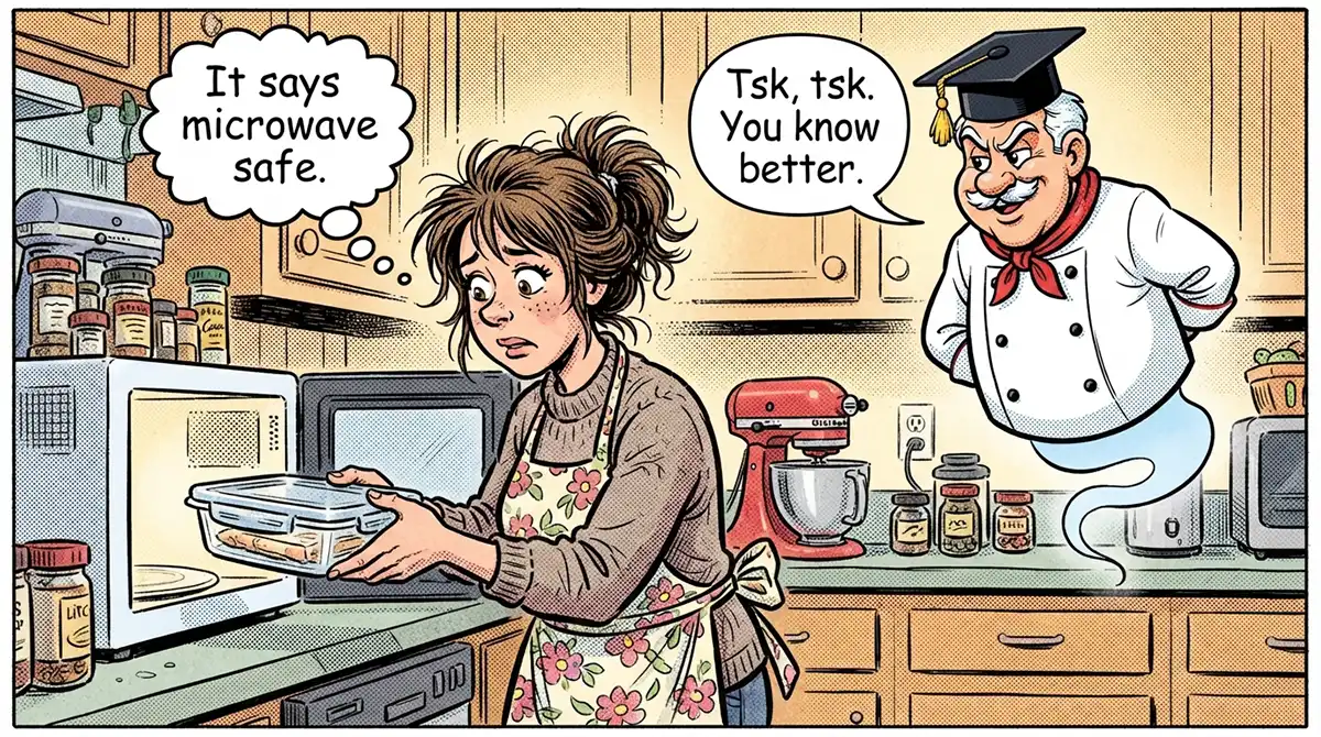 Woman putting food in microwave